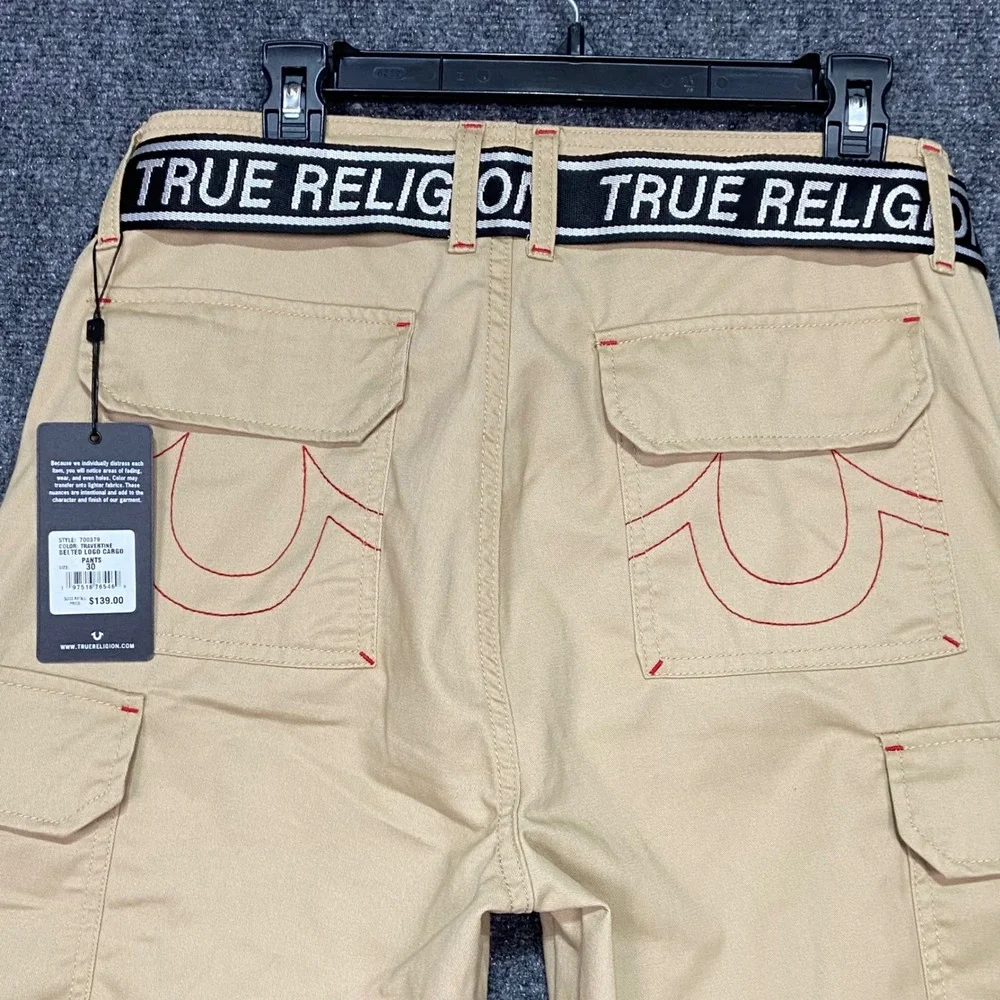 True‎ Religion Men's Size 30X32 Travertine Belted Logo Cargo Pants 700379 NWT